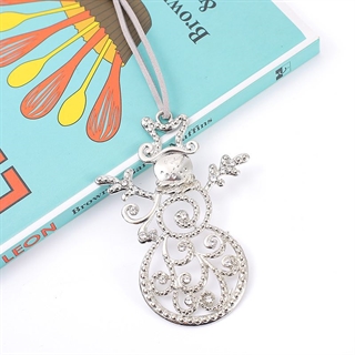 Sølv snemand-juleophæng med rhinsten – 1 stk.